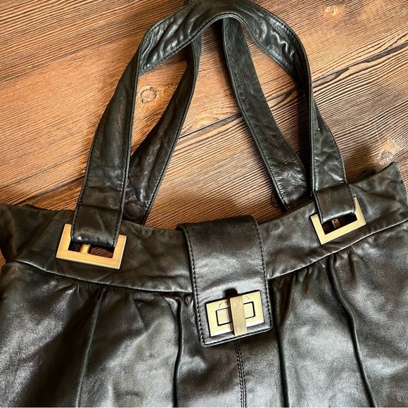 KOOBA Large Big Black Supple Handcrafted Genuine Leather Tote Hobo Bag - Picture 8 of 17